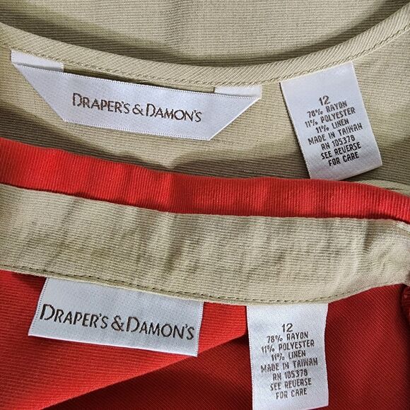 Draper's & Damon's Women Jacket Tank Shell 2 Piece Size 12 Linen Blend Flip Cuff - Picture 10 of 12